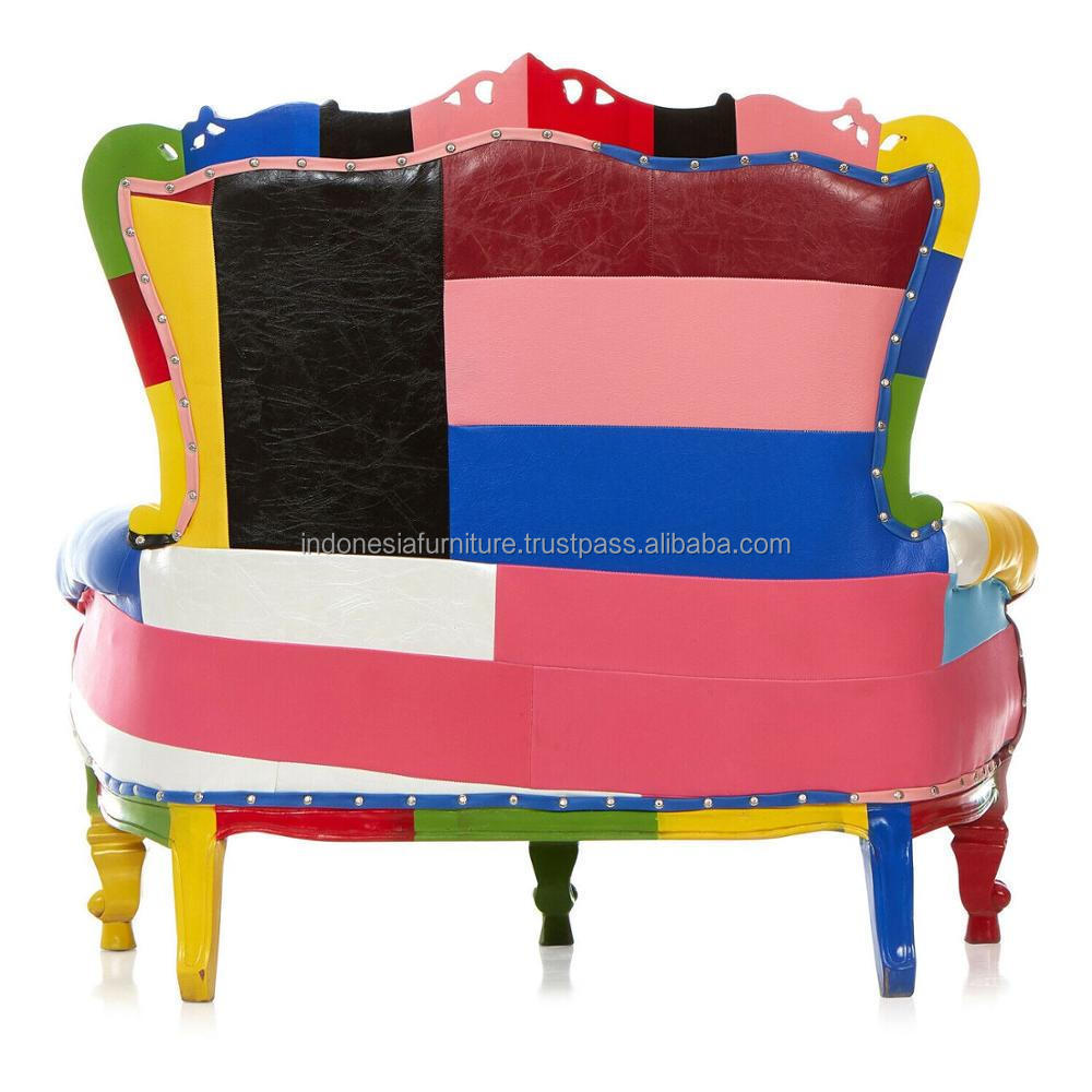 Accent Carved Throne Chair - Rainbow Cover Rainbow Request Mini Tiffany Children's Love Seat Party Solid Wood