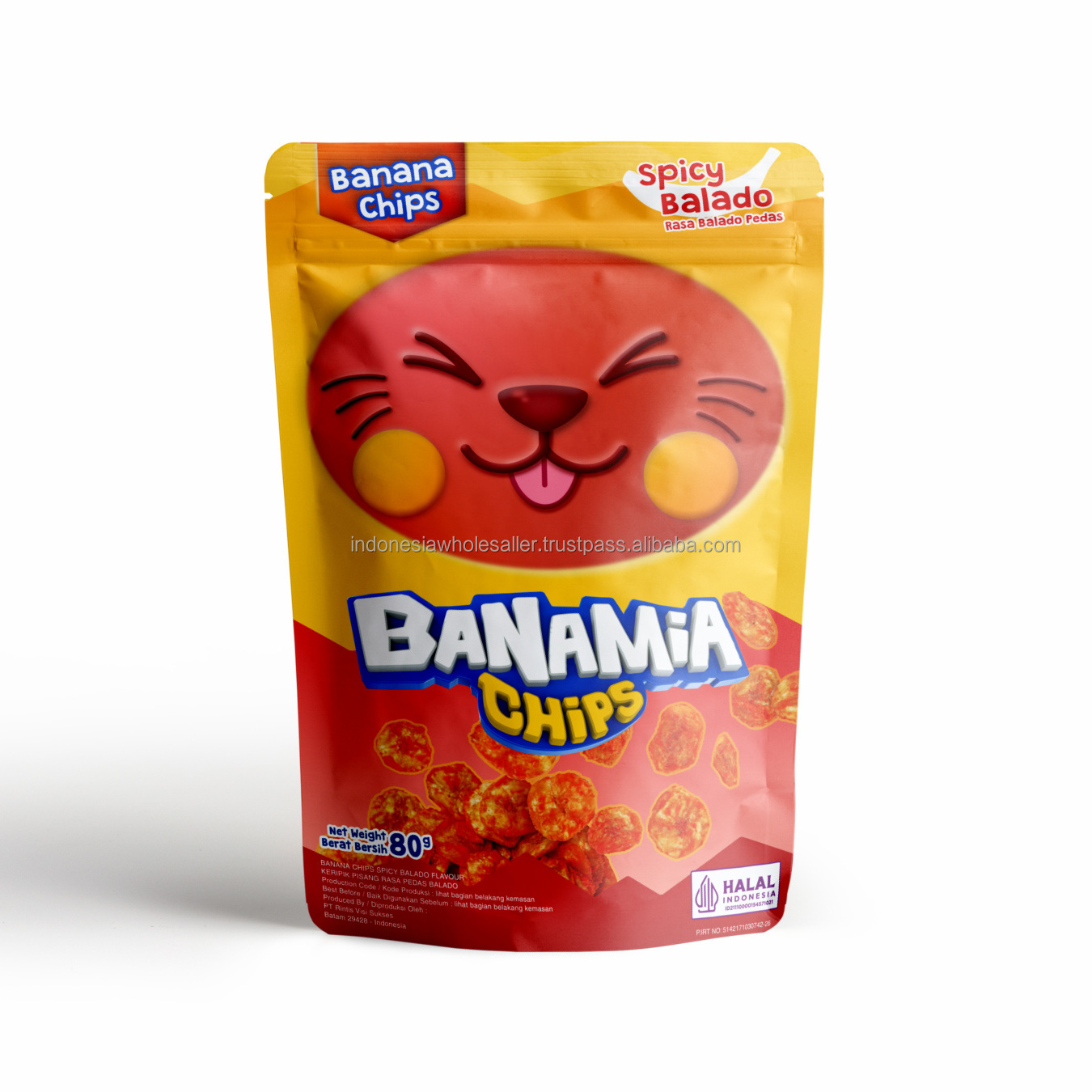 Premium Yellow Banana Chips Fresh Crispy Dried Snacks with Spicy Balado Flavour Exquisite Banana Chip Snacks