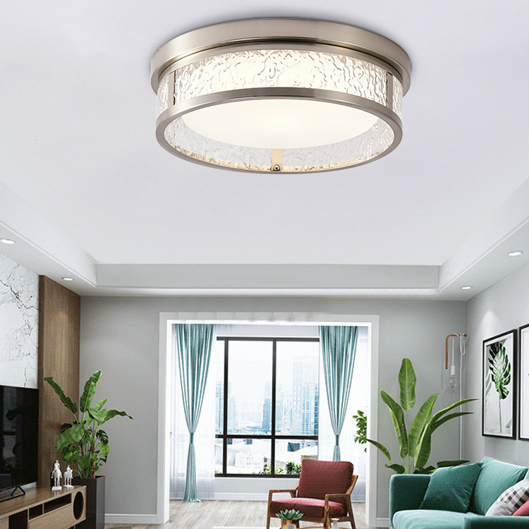 Luxury Modern Flush Mounted Bedroom Living Room Home Lighting Round Stain Nickel 24w Led Ceiling Light