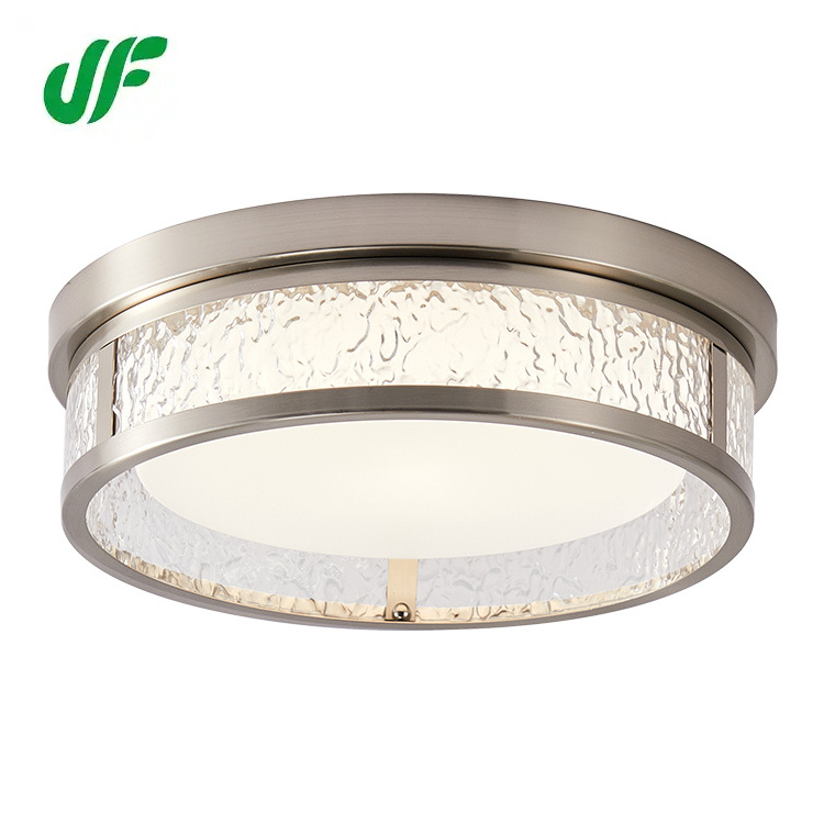 Luxury Modern Flush Mounted Bedroom Living Room Home Lighting Round Stain Nickel 24w Led Ceiling Light