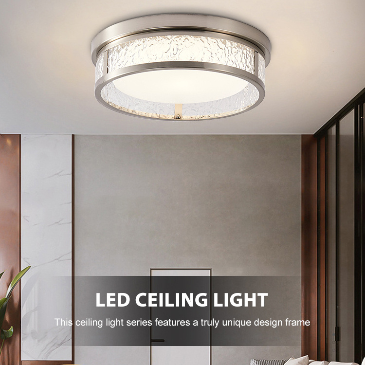 Luxury Modern Flush Mounted Bedroom Living Room Home Lighting Round Stain Nickel 24w Led Ceiling Light