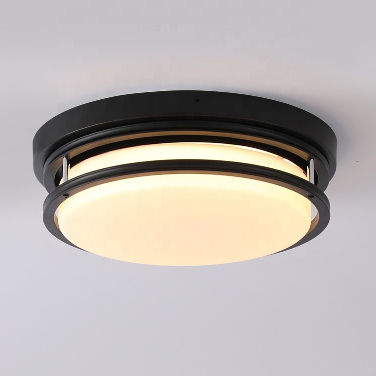 Hot 18w American Style Black Round Light Fixtures Ceiling Dimmable Flush Mount 3cct Led Ceiling Light For Bedroom Living Room