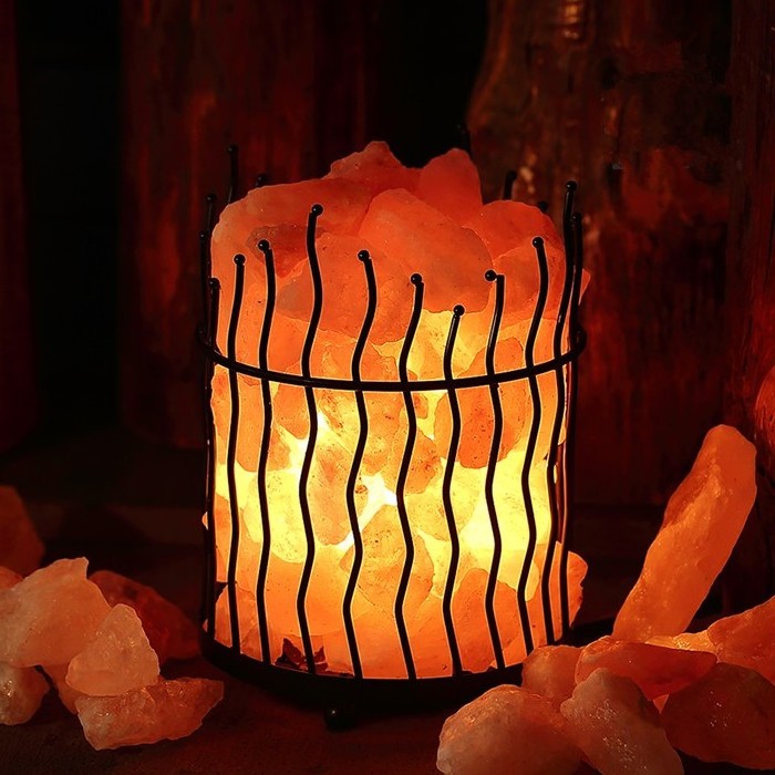 New Series Christmas Gifts Metal Basket Brick Himalayan Salt Lamp