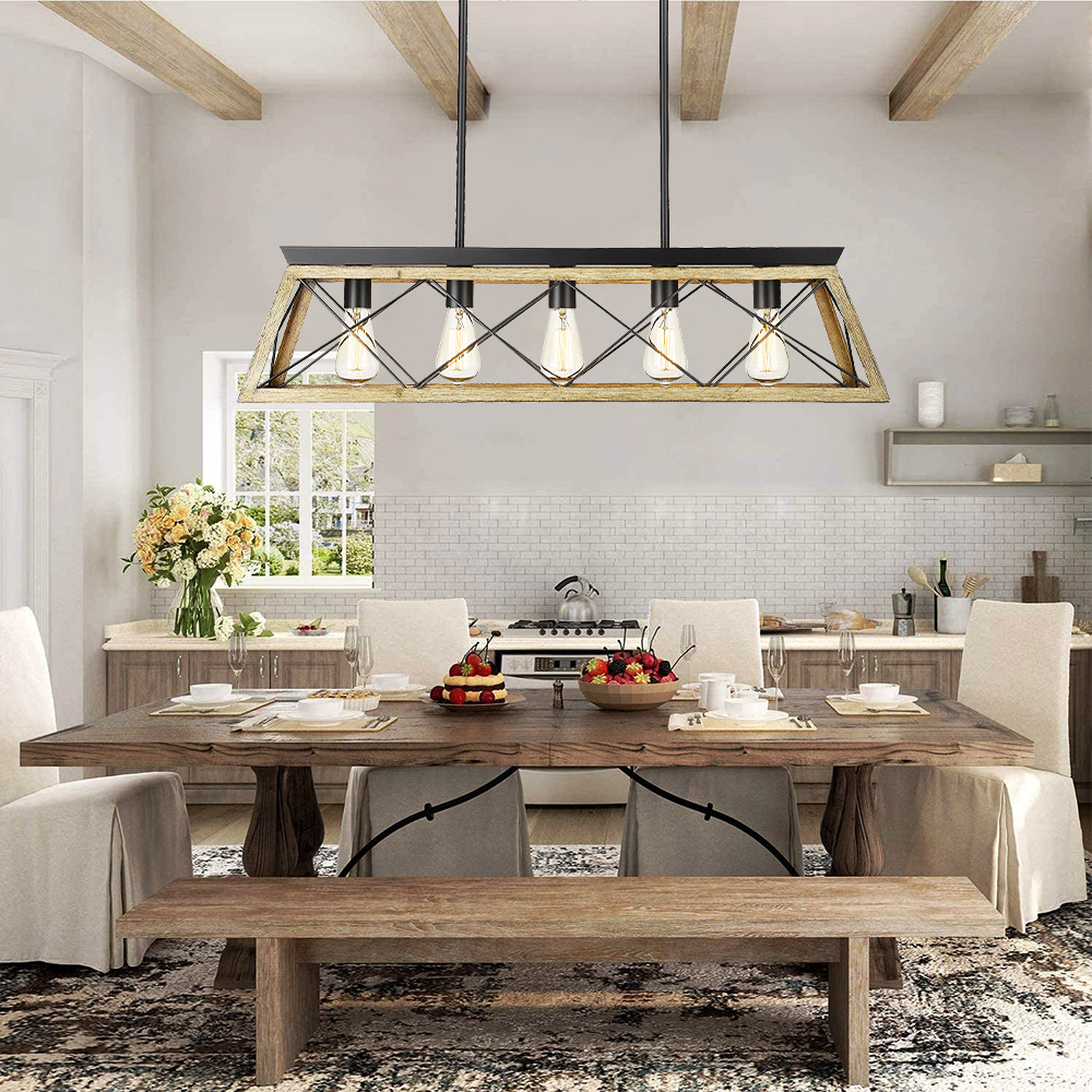 ETL Certification Hot Sale Indoor Industrial 5 Bulbs Farmhouse Chandelier Retro Pendant Light