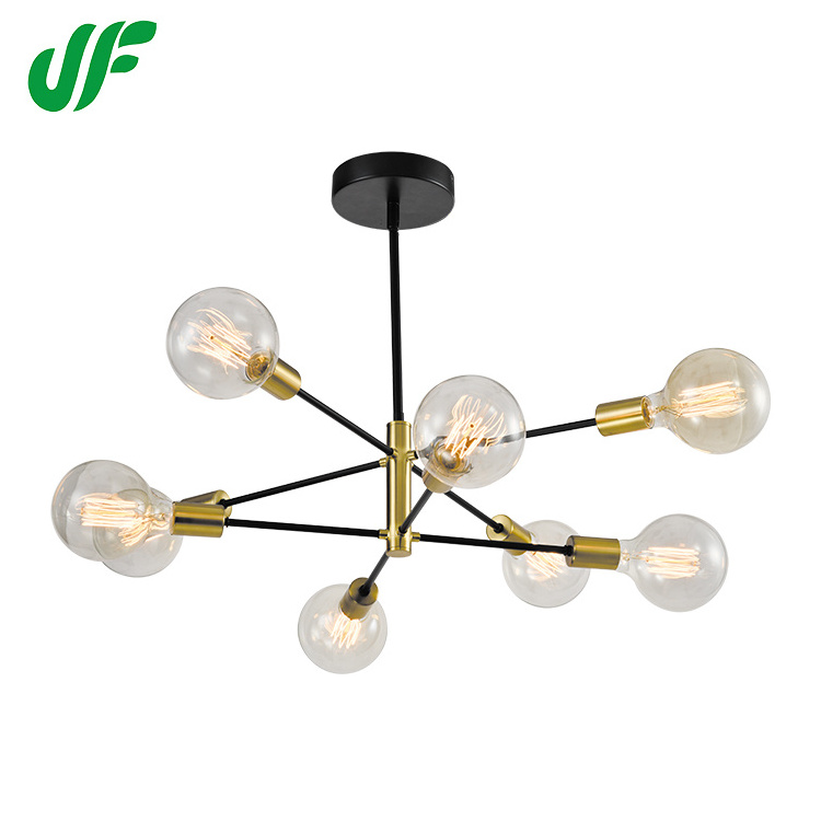 Modern Luxury Decorative Chandelier Round Multiple Rod Iron Living Room Ceiling Mounted Pendant Light