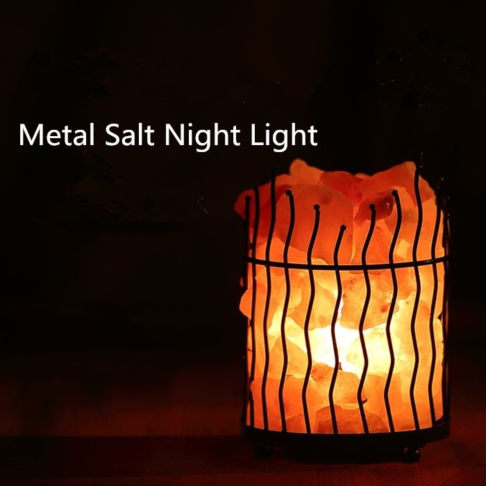 New Series Christmas Gifts Metal Basket Brick Himalayan Salt Lamp