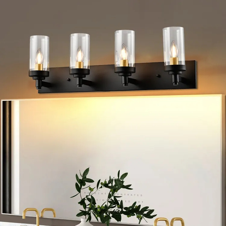 Hot sale Double Glass For Bathroom E26 E27 60W 1light 2light 3light 4light Morden Wall Lamp