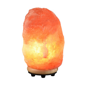 Wholesale Dimmer Switch 15w Bulb Wooden Base Decoration Natural Crystal Rock Stone Pink Himalayan Salt Lamps