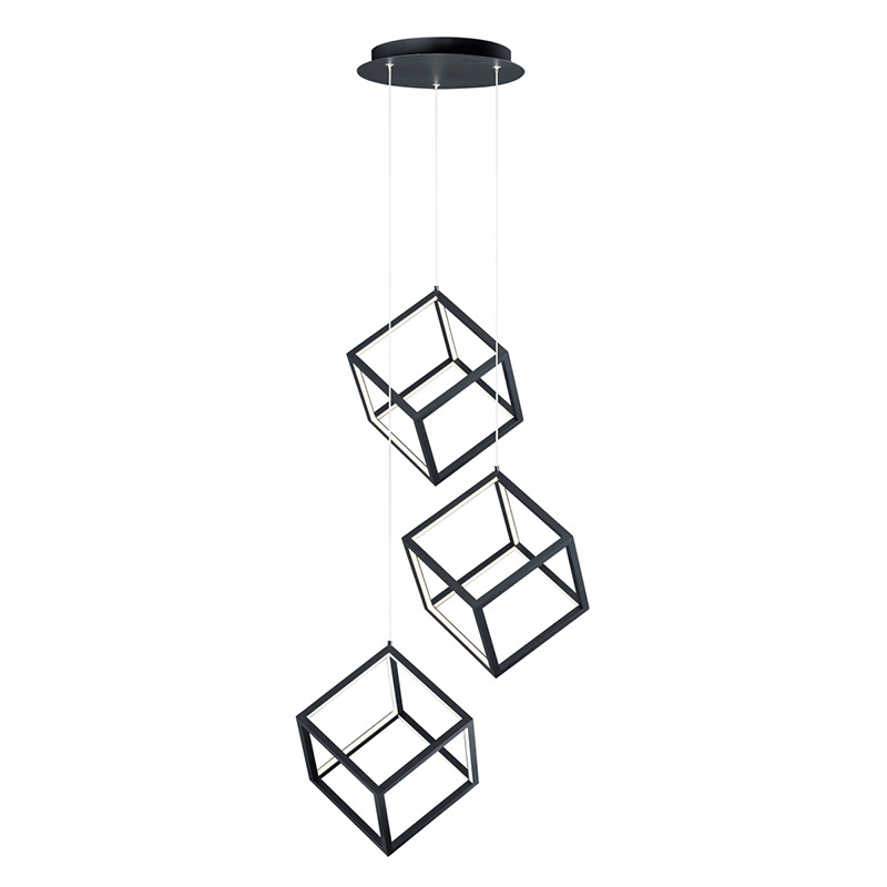 Indoor Decoration Lighting 3light Aluminum Acrylic Suspension Multi Chrome Square Led Pendant Light