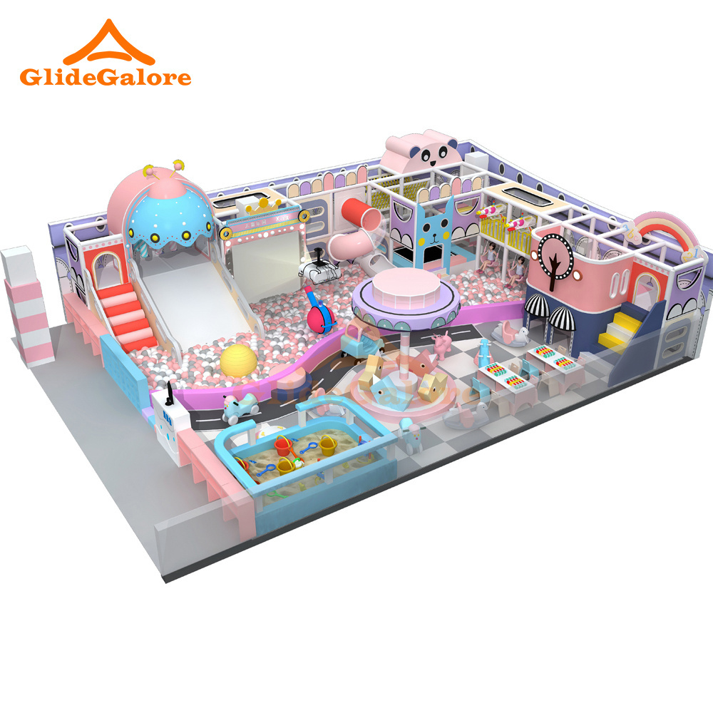 GlideGalore Complete Indoor Kids Playground Equipment Safe Friendly With Foam Tube Plastic Slide and Soft Climber