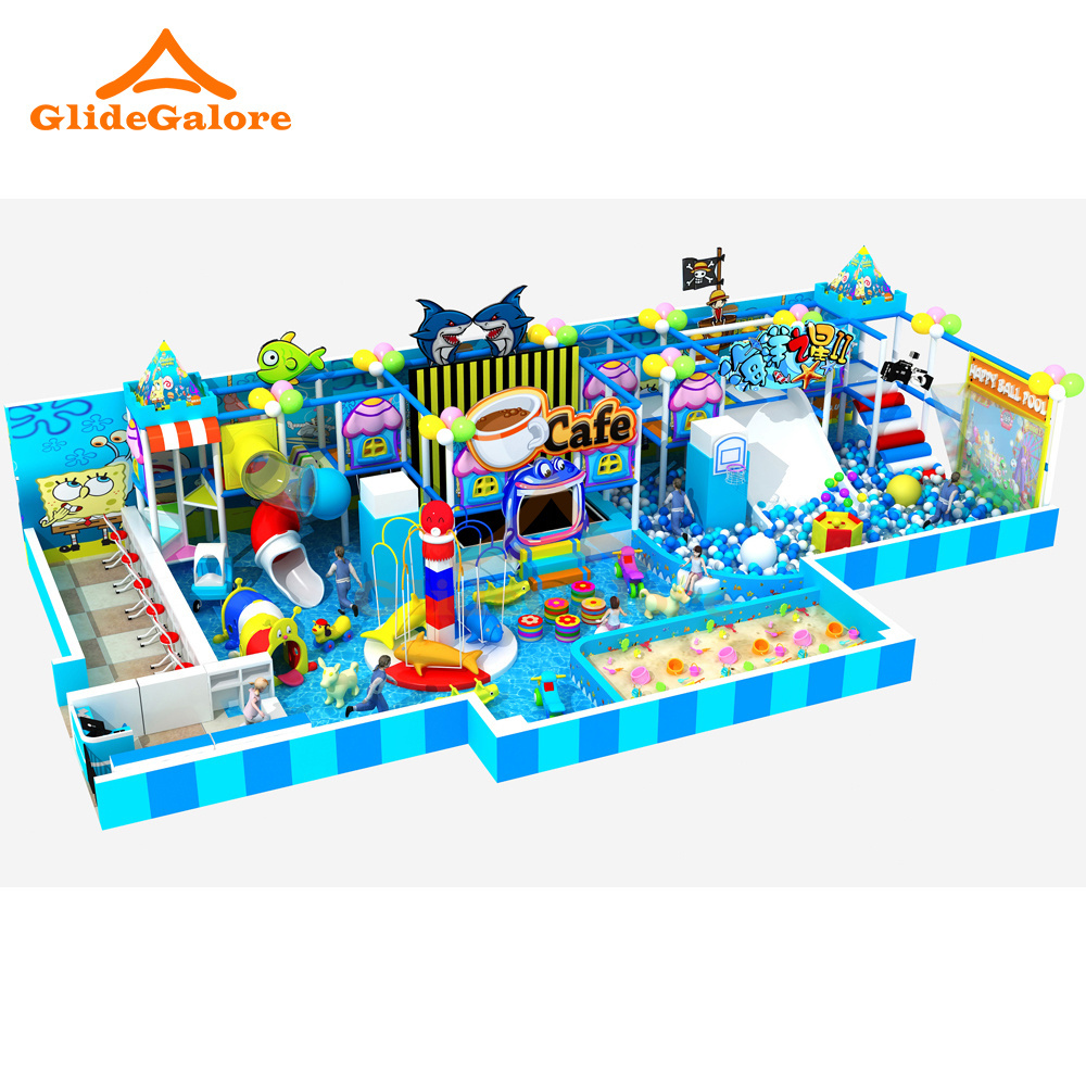 GlideGalore indoor playground slide swing set sand soft play area airplane dinosaur theme wood indoor playground equipment price