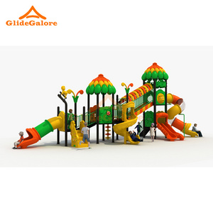 GlideGalore Colorful Kids Outdoor Playful Cubby House with Slide Playground Perfect for Kids Outdoor Adventures