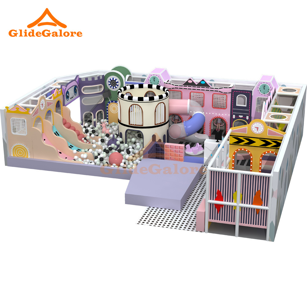 GlideGalore Complete Indoor Kids Playground Equipment Safe Friendly With Foam Tube Plastic Slide and Soft Climber