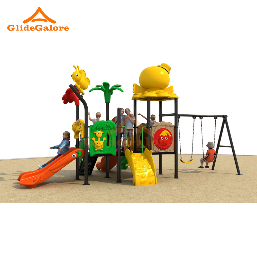 GlideGalore Outdoor Playground Kids Ultimate Adventure Zone with Swing Sets and Slides