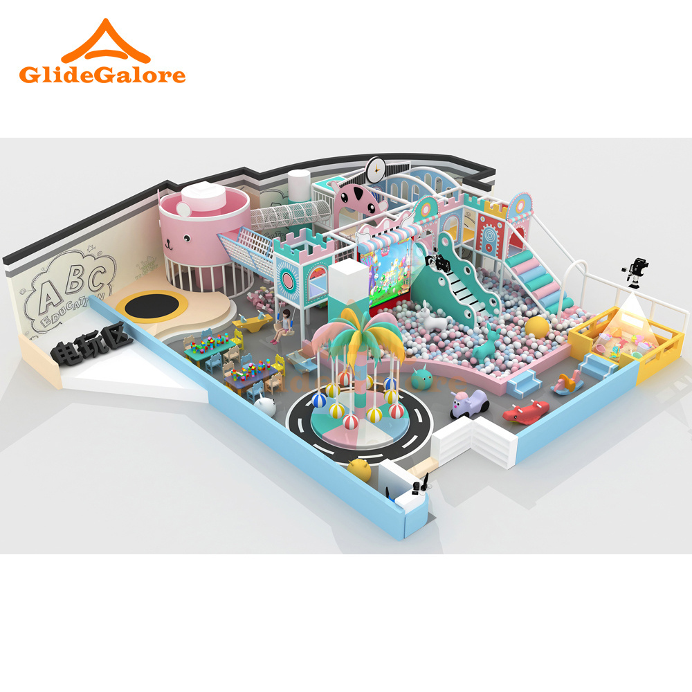 GlideGalore Complete Indoor Kids Playground Equipment Safe Friendly With Foam Tube Plastic Slide and Soft Climber