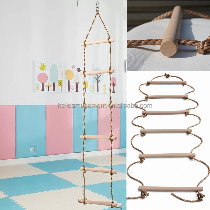 Wooden climbing ladders indoor sensory hanging training swing sensory play sensory swing for wholesale