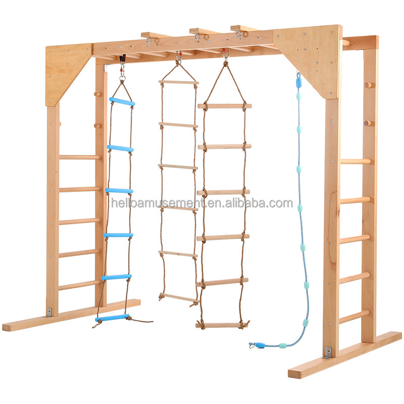 Wooden climbing ladders indoor sensory hanging training swing sensory play sensory swing for wholesale