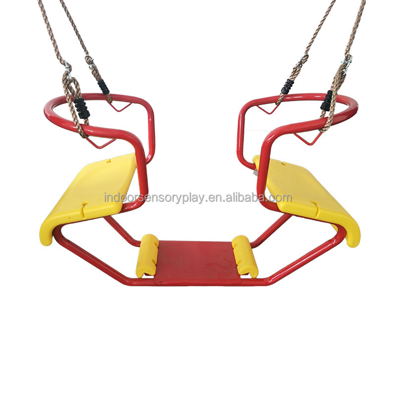 Double seats children interactive swings vestibular balance training equipment autism swing sensory play sensory swing for sale