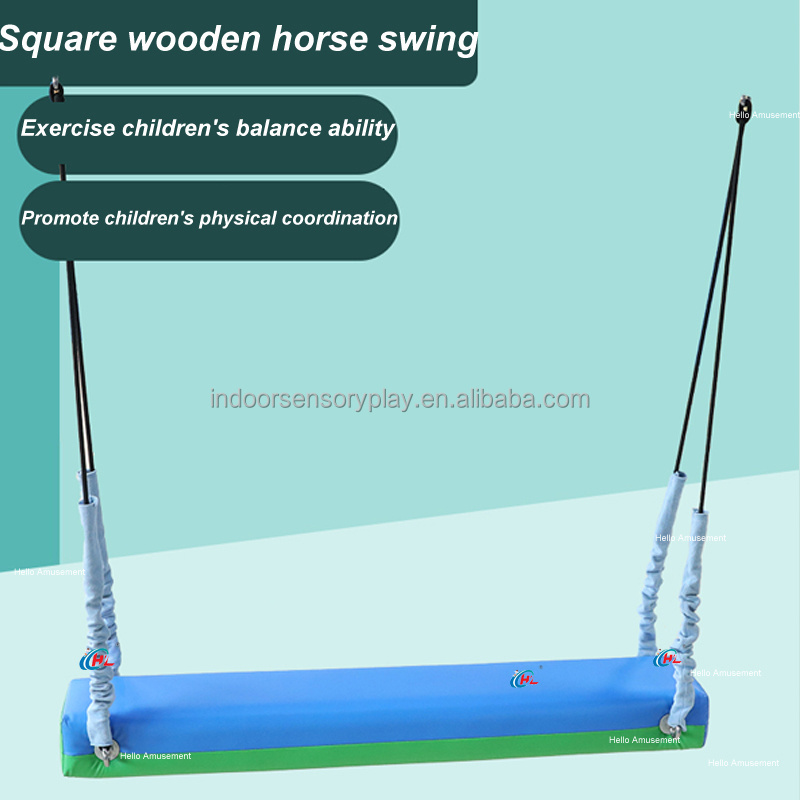 Kids  suspension training rehabilitation equipment rectangular wooden horse hanging swing sensory training equipment for indoor