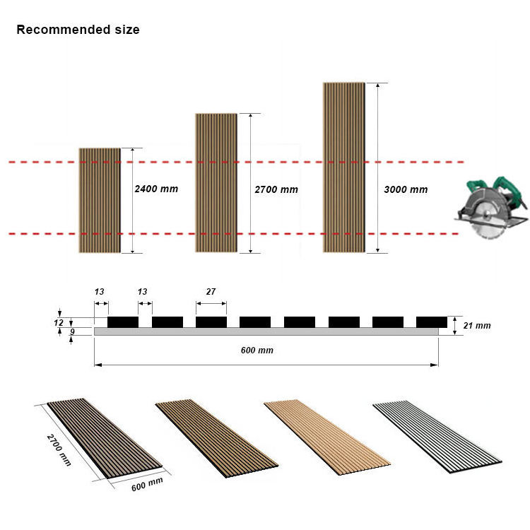 Sound proof wall panels Absorption Construction Decoration Material Polyester Fiber akupanel Slat wall panel Wood Acoustic Panel