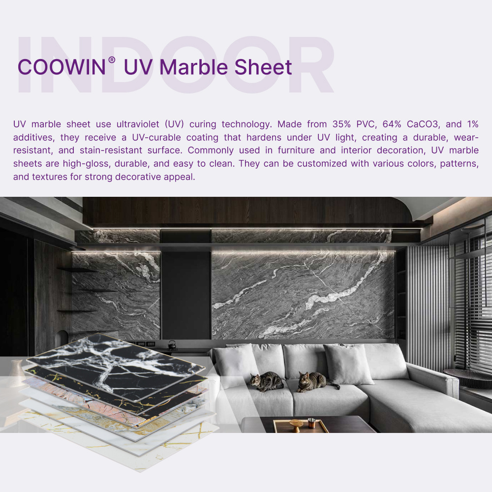 Custom Design PVC Waterproof uv Marble Board Alternative to marble PVC decorative marble panel for walls panel