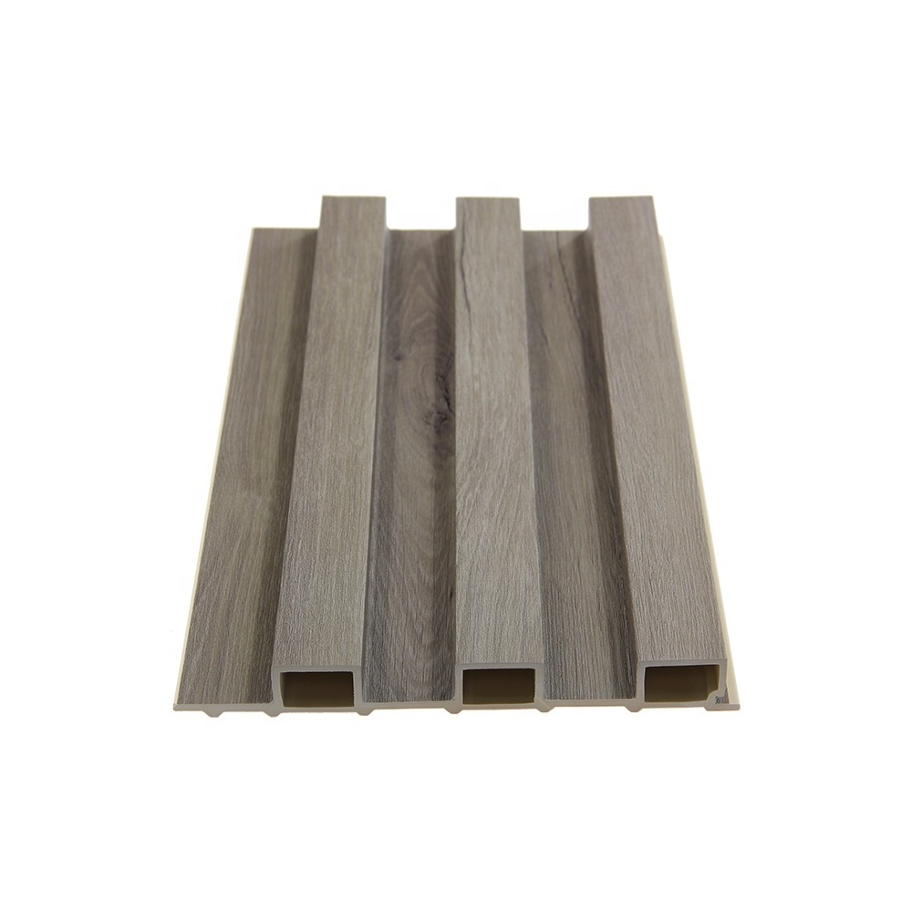 High Quality 204 Indoor Grey Wood Wall Board Panel WPC Fluted 3d Pvc Wall Panels