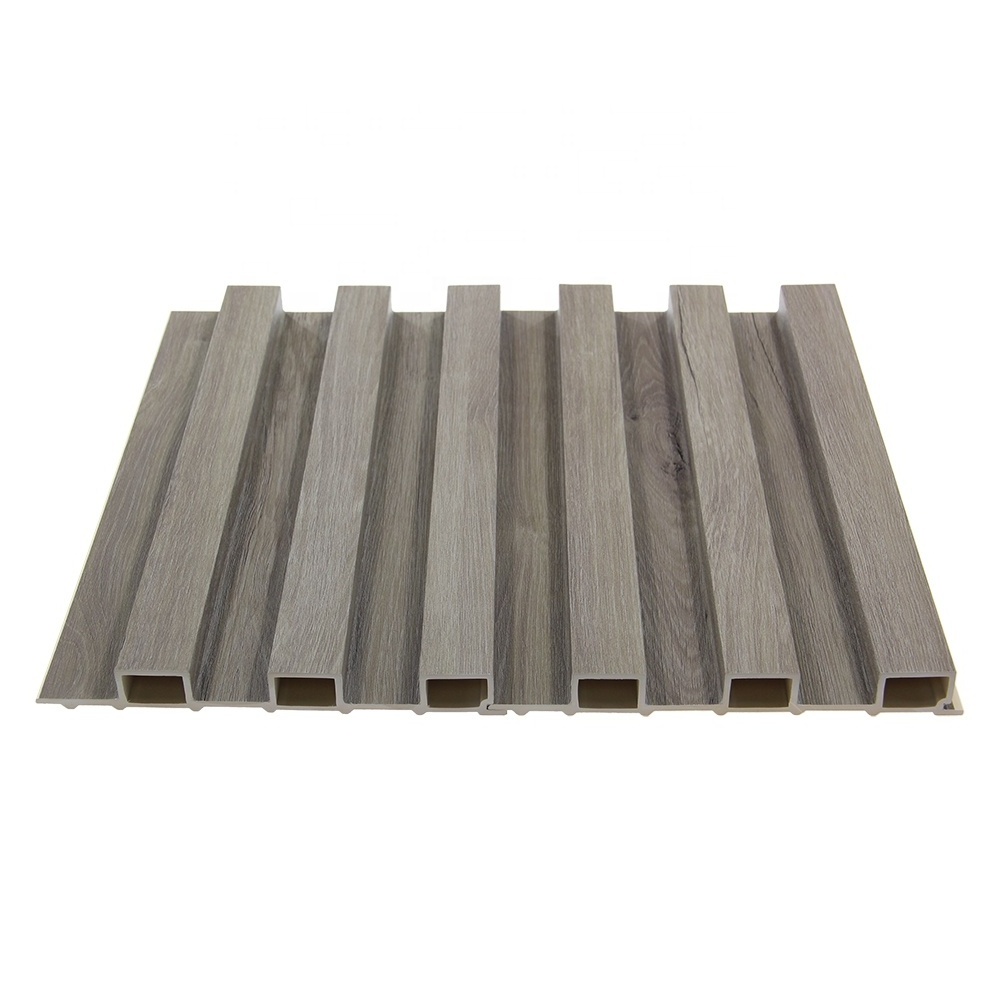 High Quality 204 Indoor Grey Wood Wall Board Panel WPC Fluted 3d Pvc Wall Panels