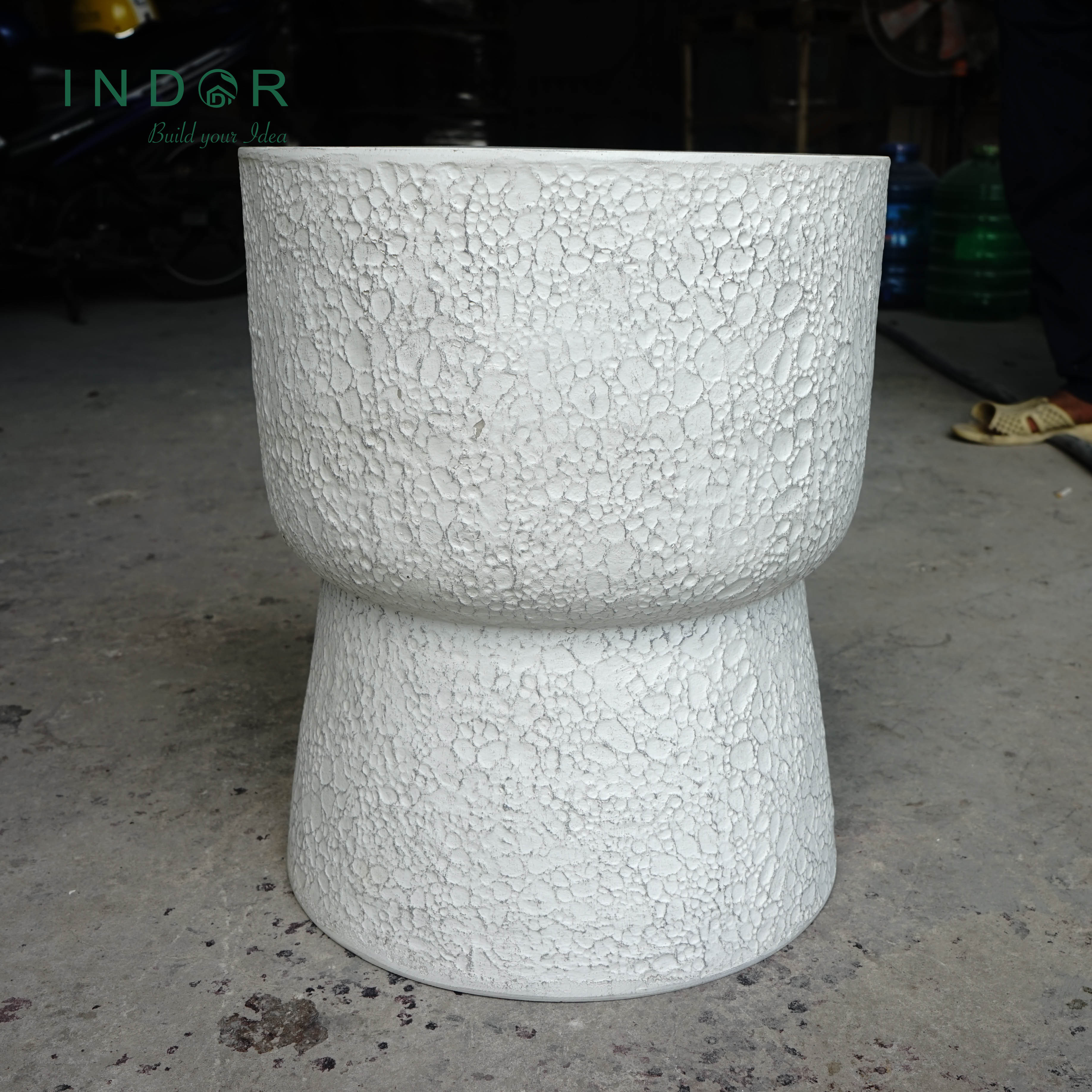 Abstract Shape 37cm Height Outdoor Vietnam 6kg Size L Indoor Home White Garden Supplies Furniture Fiberstone Decorative Stool