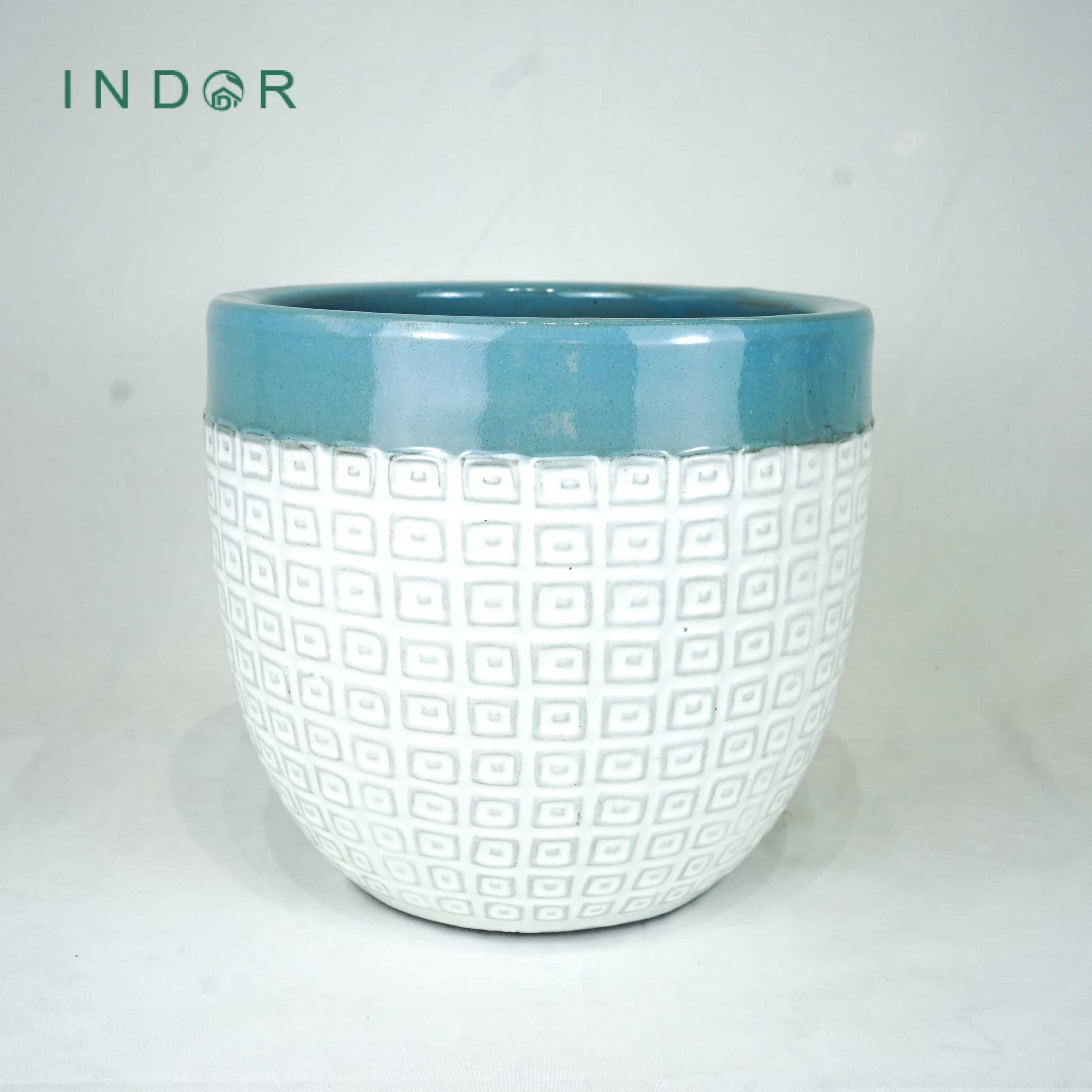 Good Price Set of White Blue Color Ceramic Flower Pots & Planters Large Medium & Small VASE FLOOR For Hotel Shopping Mall Decor