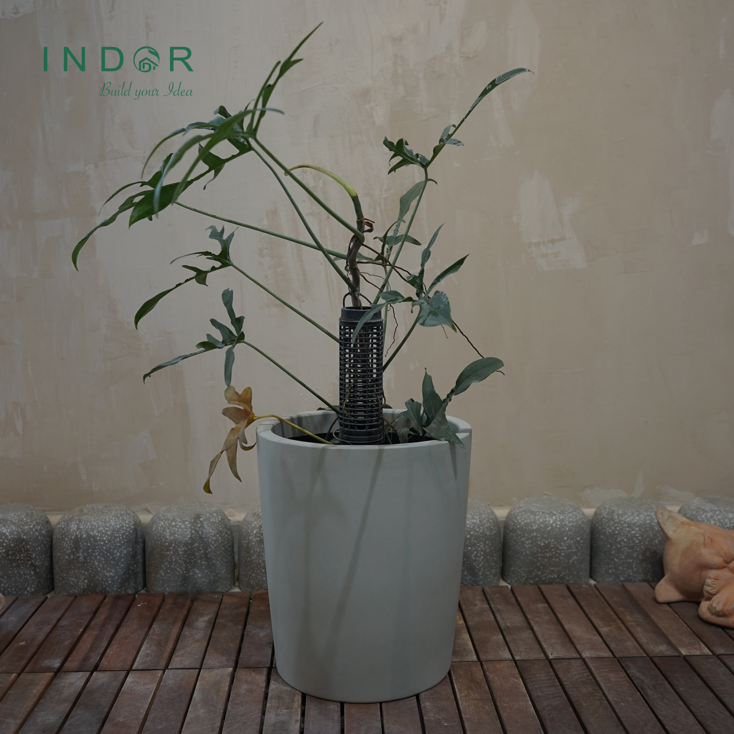 High Quality Large Concrete Pots Natural Handcrafted Planters Indor Model CE81TPS1 Cement Flower Pots & Planters Size L