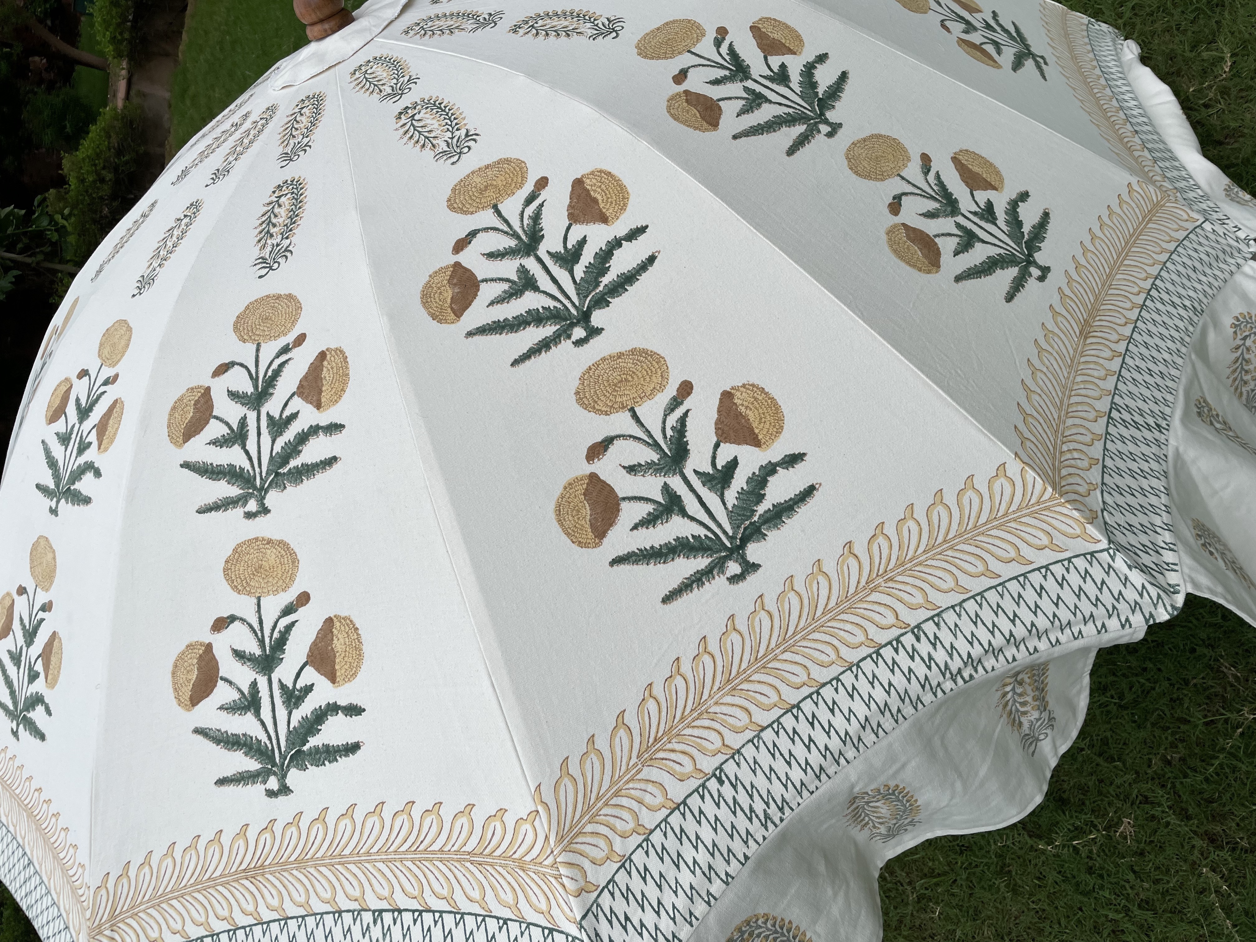 Floral - Indian handmade traditional umbrellas parasols Hand block printed garden umbrellas from India