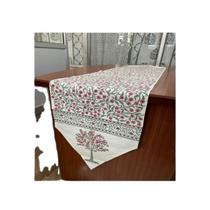 Floral Indian Cotton Canvas Hand Block Printed  Table Runner