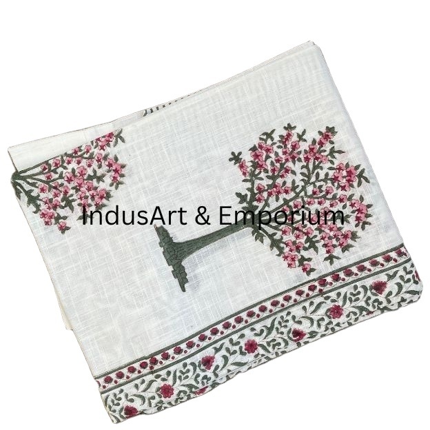 Floral hand block printed cotton window curtain drapes balcony bedroom window valance treatment blinds