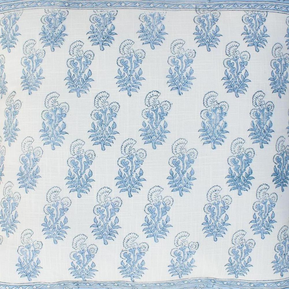 Sky Blue Hand Block print Cotton Linen Decorative Boho Sofa Latest Design 40 X 40 CM Square Cushion cover