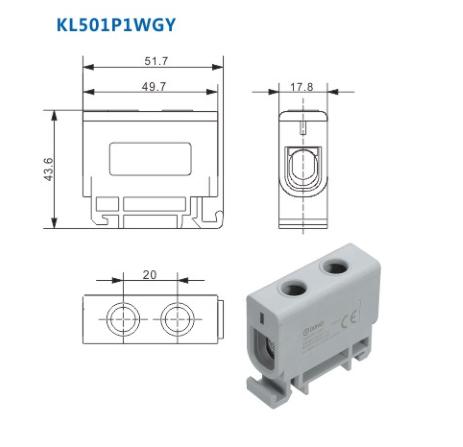 145A 160A 1000V 1pole DIN-rail mounting Wire Connector Cable Terminal Block