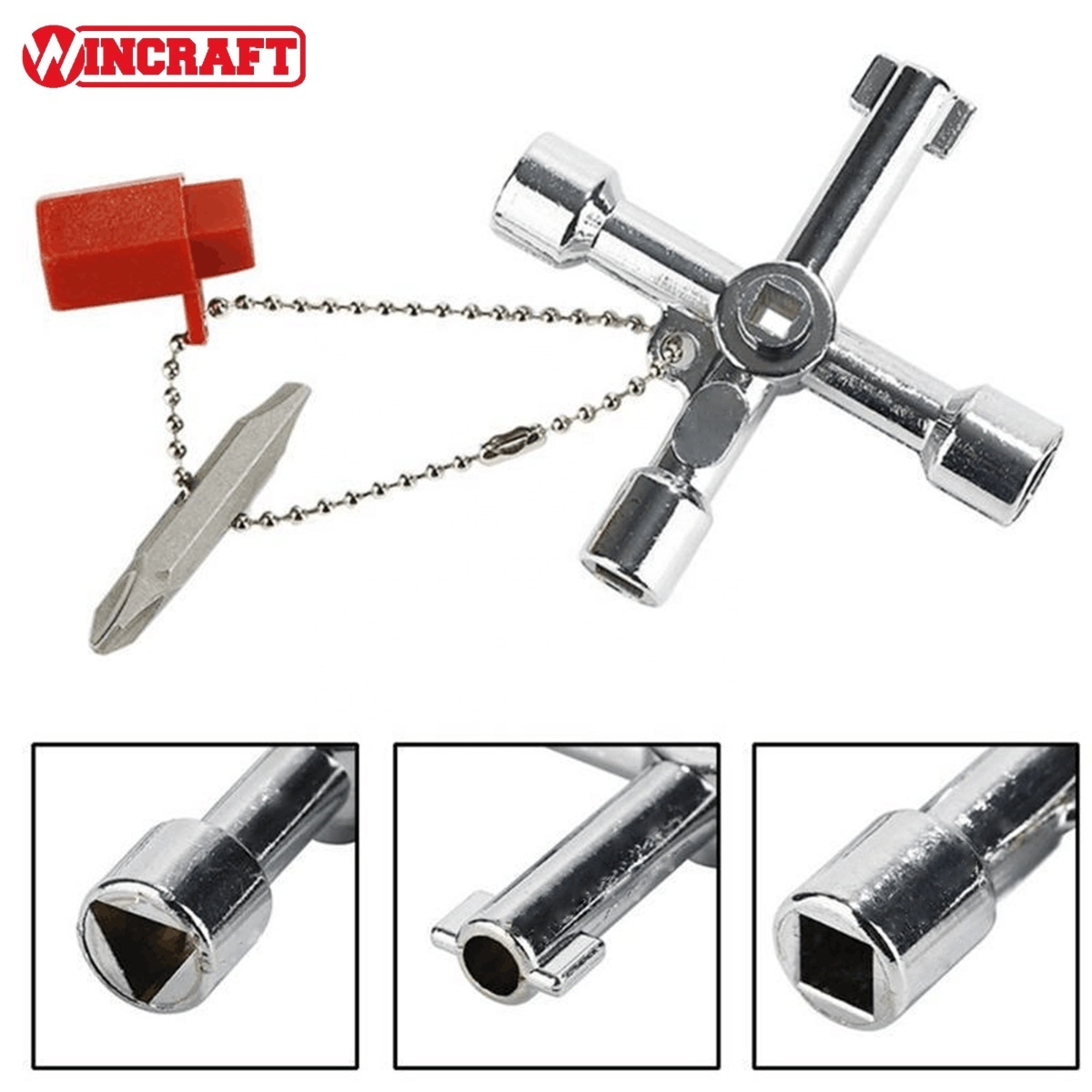 Multifunctional Die-cast Zinc Cross Radiator Key with 1/4