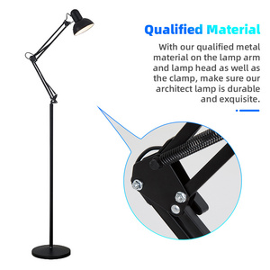 home office work study reading 3 in 1 design metal adjustable industrial long swing arm gooseneck floor lamp