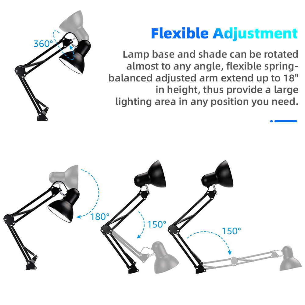 home office work study reading 3 in 1 design metal adjustable industrial long swing arm gooseneck floor lamp