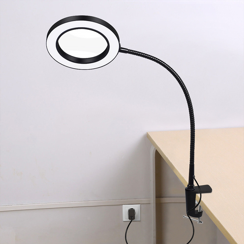 New Modern folding long swing arm led light table lamp 12W eye protection flexible table desk lamp with 5X magnifier