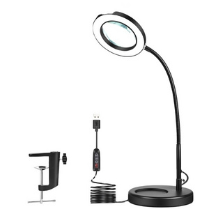 New Modern folding long swing arm led light table lamp 12W eye protection flexible table desk lamp with 5X magnifier