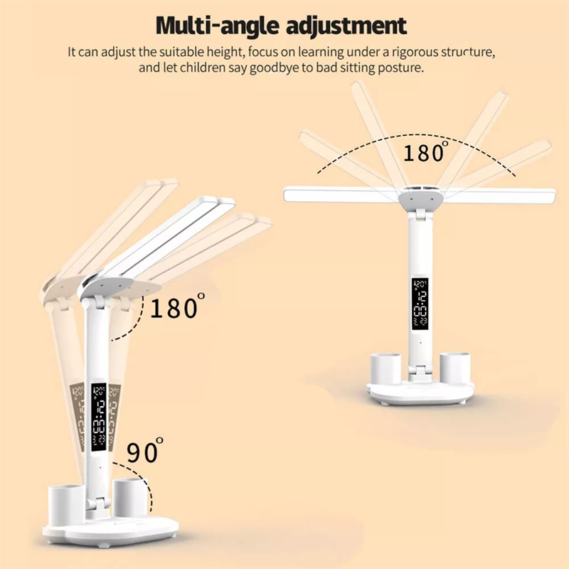 USB LED Study Reading Lamp Multi-function Table Lamp with Calendar Date Touch Night Light With Pen Holder For Bedroom Desk Lamp