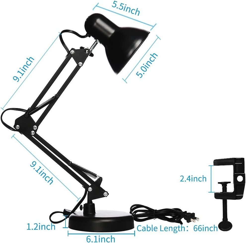 Hot selling reading study flexible dimmable gooseneck swing arm architect led clamp desk lamp