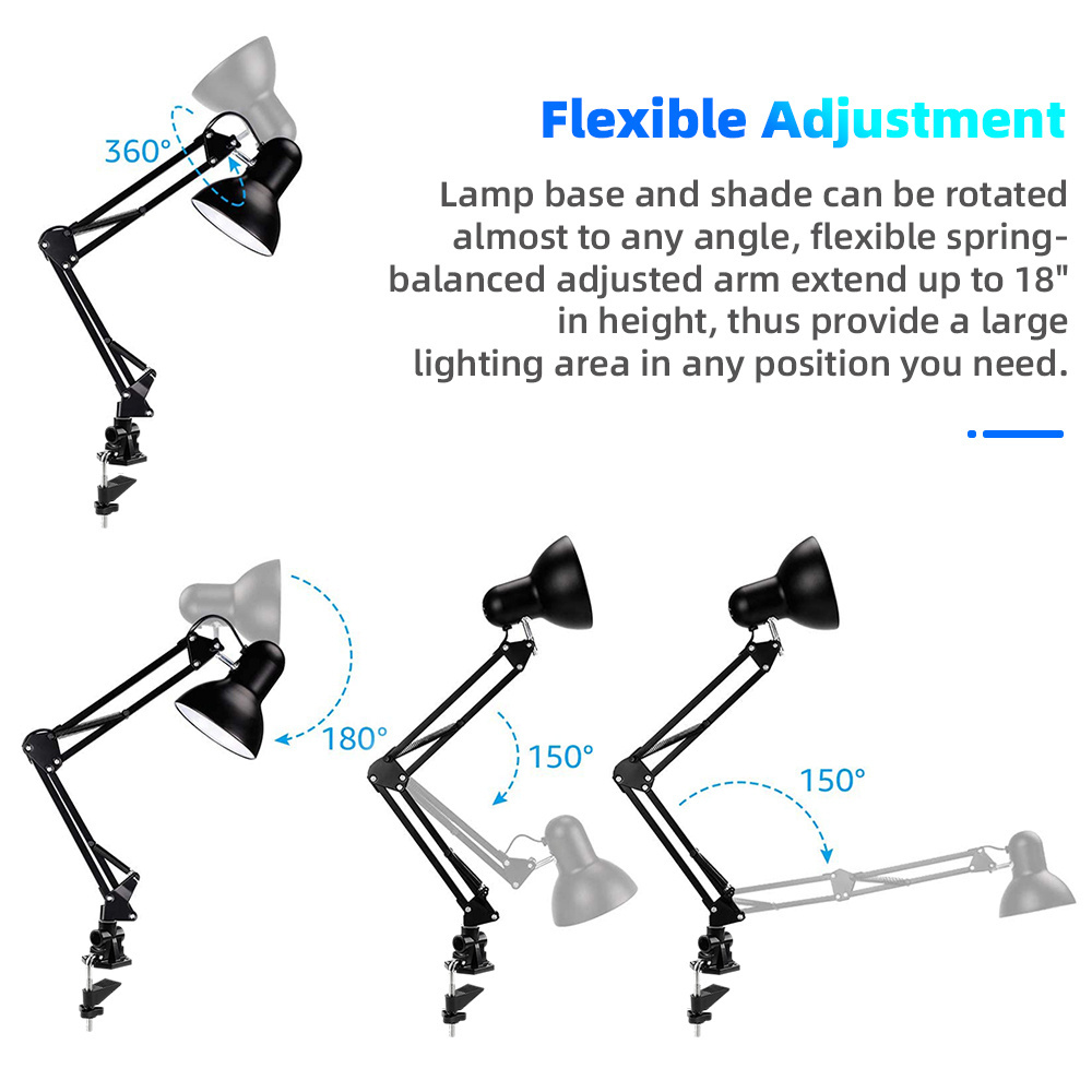 Best selling led desk lamp adjustable gooseneck with clamp architect swing arm for study