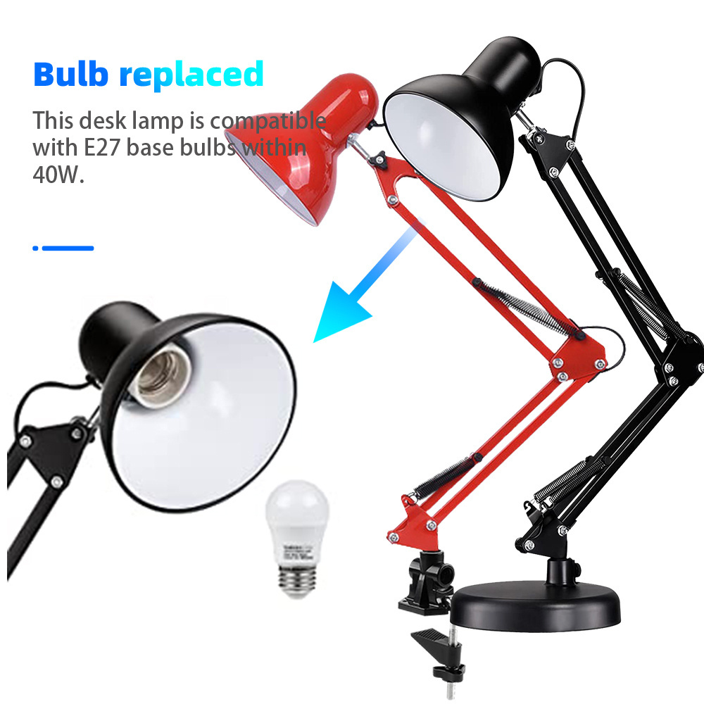 Eye protection reading room bedroom live led room lamp gooseneck clip on swing arm metal clamp desk lamp