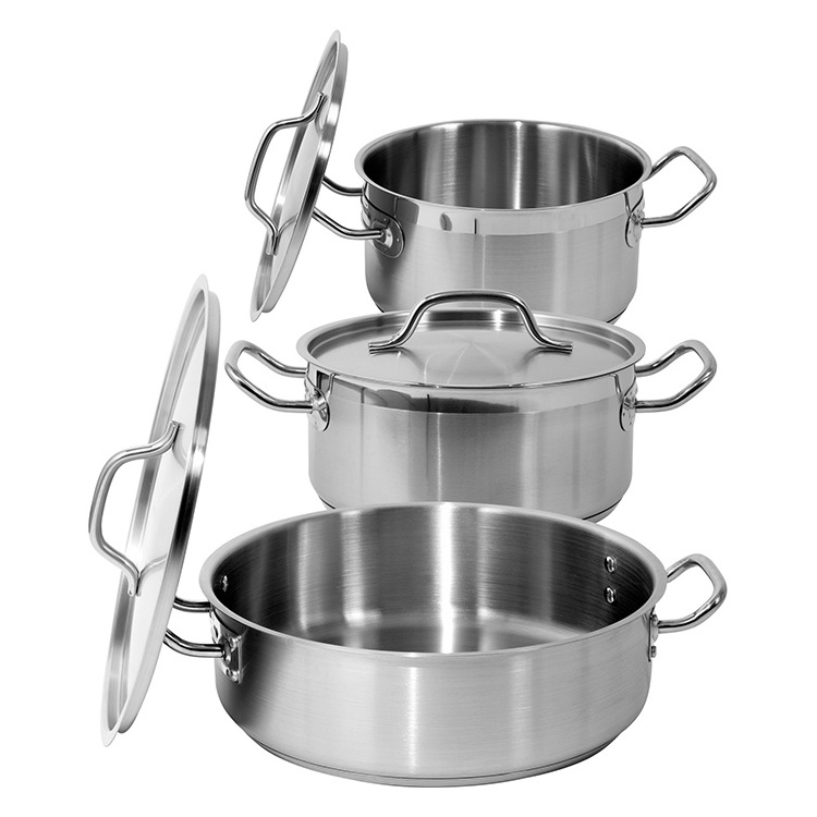 New arrival custom logo cookware sets stainless steel 304 Rice Bucket  hotel restaurant commercial cooking pot set size soup pot