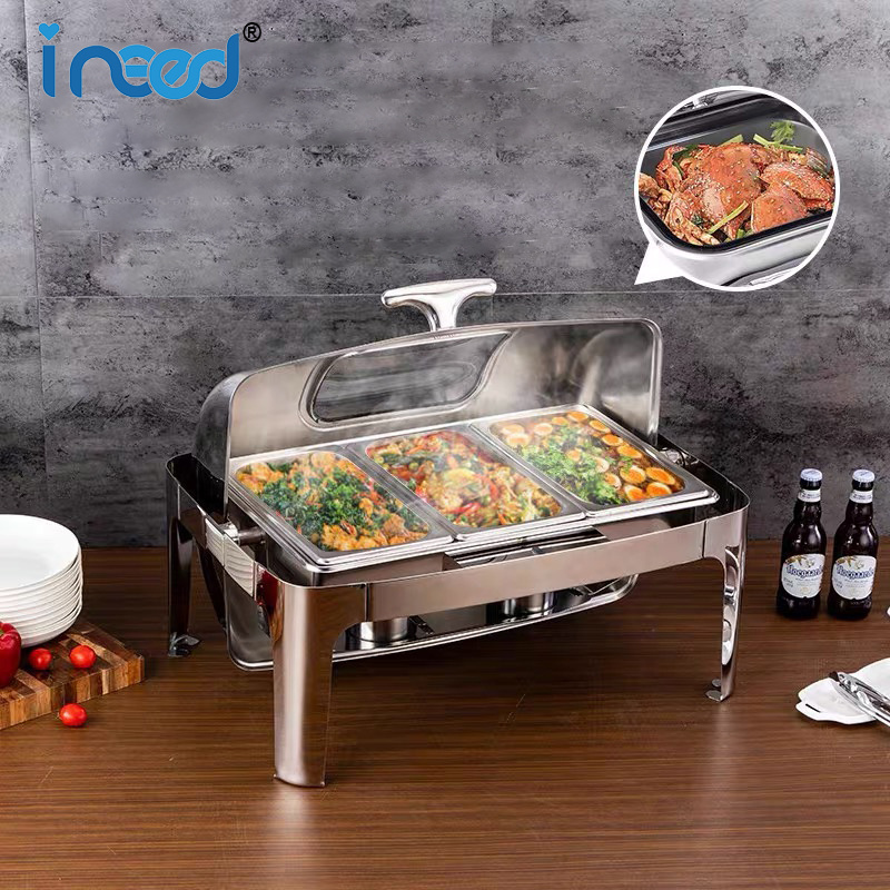 Hotel Equipment Electric mini Built-in Chafing Dish With Single or Double Food Pan dishes copper for sale