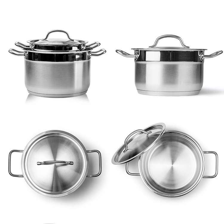 New arrival custom logo cookware sets stainless steel 304 Rice Bucket  hotel restaurant commercial cooking pot set size soup pot