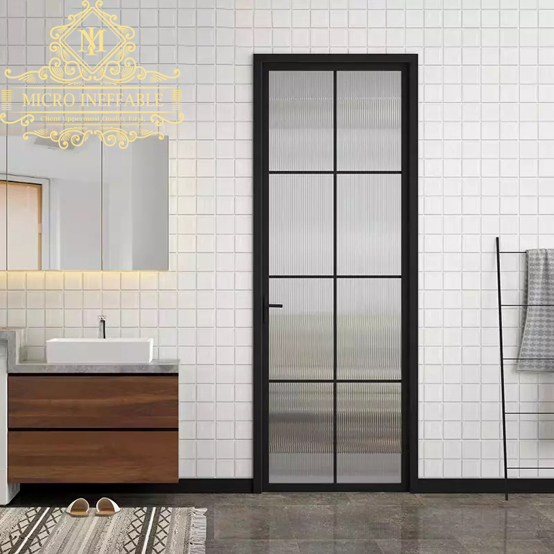 High Quality American Standard Double Tempered Glass Hinged French Exterior Aluminum Single Swing Door For Restaurant Bathroom