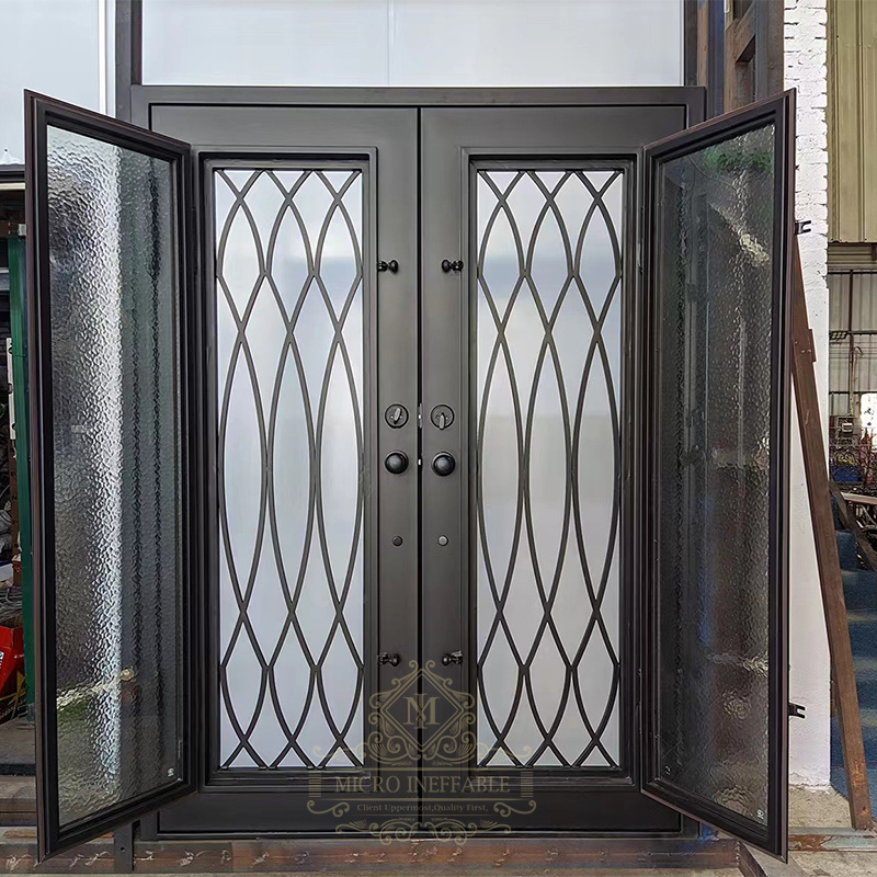 Restaurant Classic Design Manufacture Fire-related Double Cast Iron Doors With Keyhole