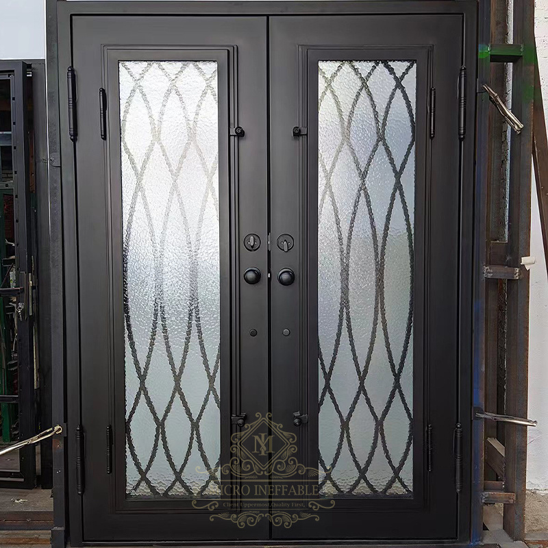 Restaurant Classic Design Manufacture Fire-related Double Cast Iron Doors With Keyhole